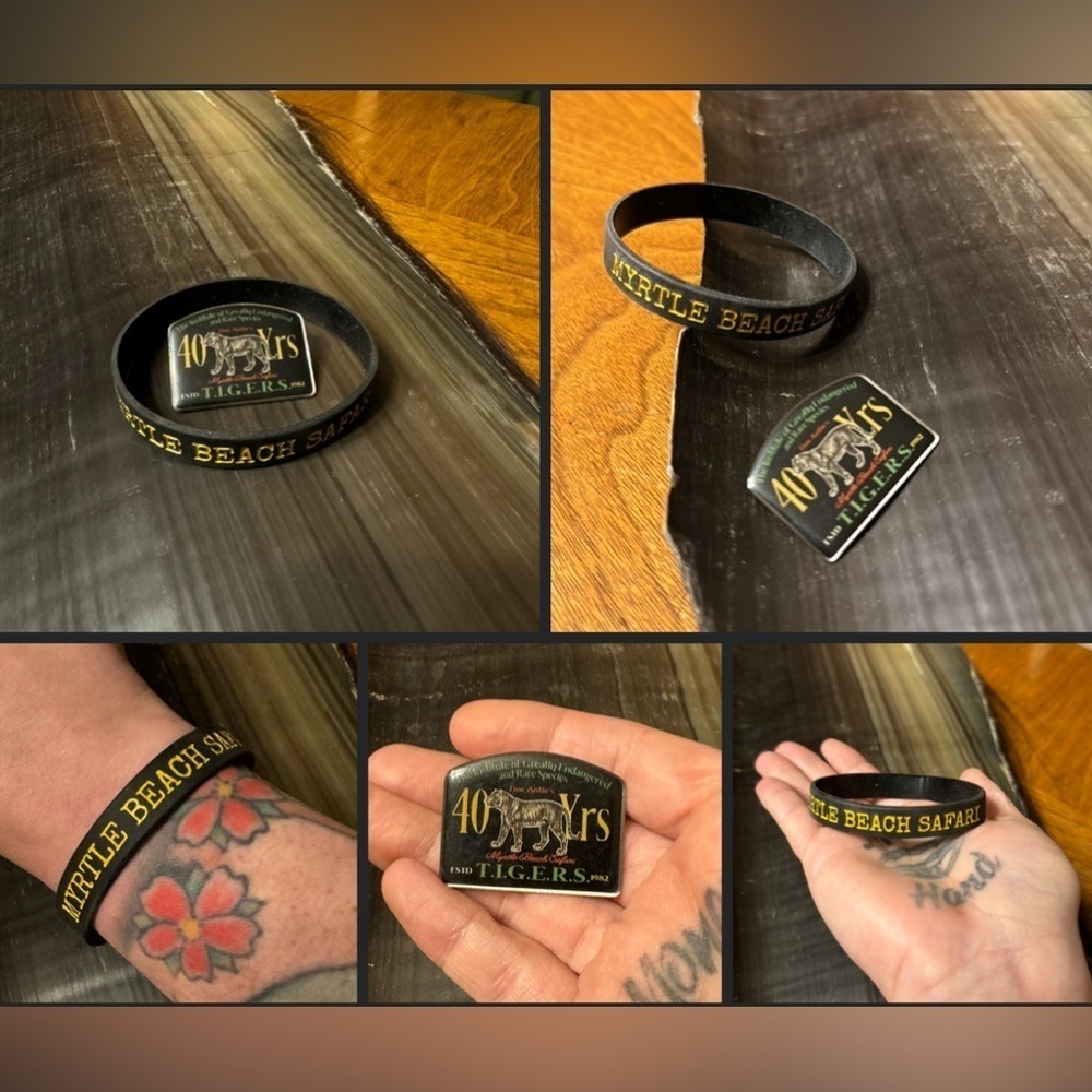 Tiger King Bracelet and Pin Myrtle Beach Safari Rubber Bracelet and Pin
